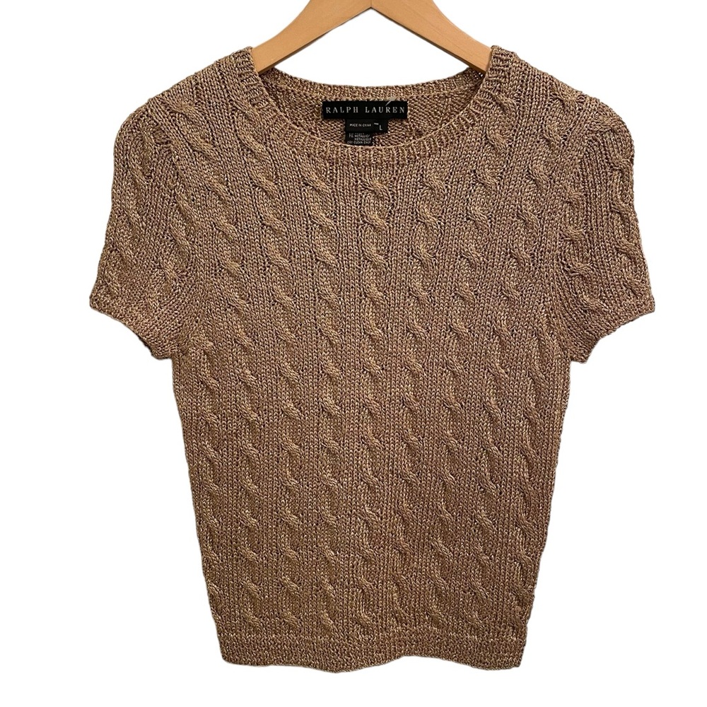 Ralph Lauren Black Label Tan Cable Knit Sweater